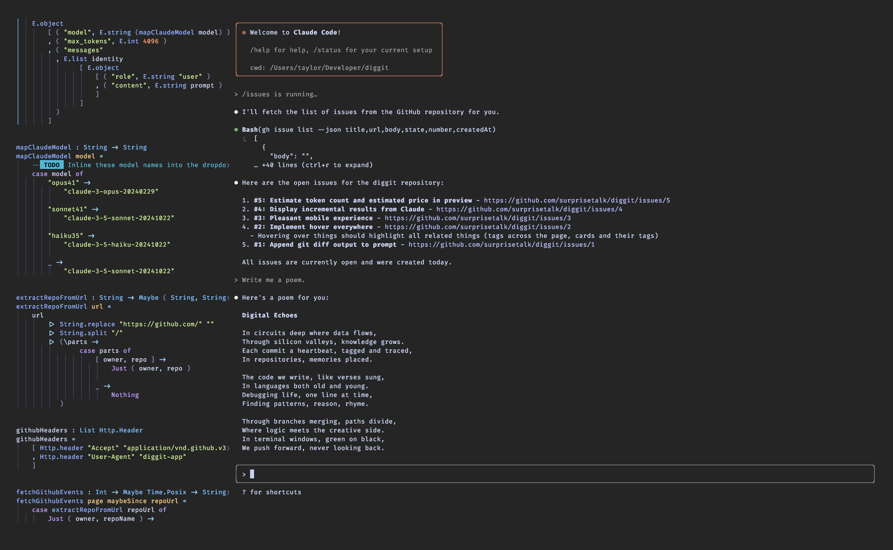 Screenshot of neovim with Claude Code.