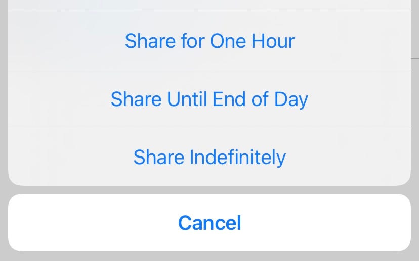 ios share location sheet