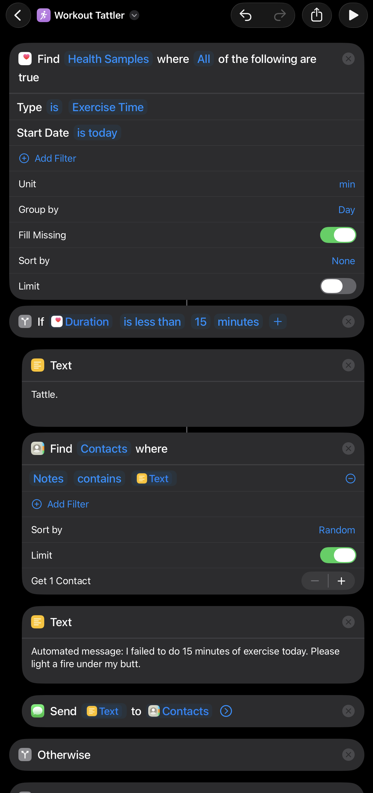 screenshot of my Workout Tattler